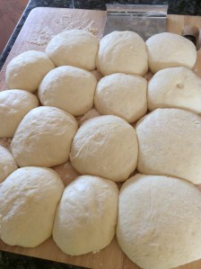Round naan bead dough risen